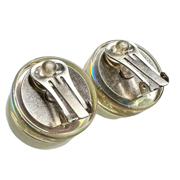 Authentic CHANEL Aurora Borealis Iridescent Rainbow Vintage ‘97 Clip On Earrings - Picture 15 of 16